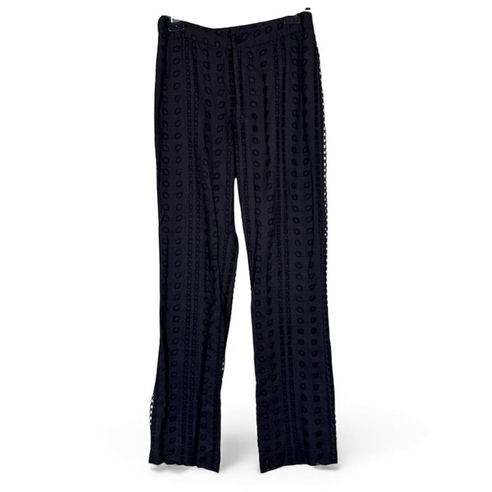 Anna Sui Black Eyelet Lace Trouser Dress Pants Womens 6 Whimsigoth Preppy Fall